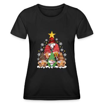 Funny Christmas Gnome Christmas Tree - Frauen Funktions-T-Shirt - Schwarz - Vorne - AI Model Female 172 light (172cm)