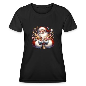 Drôle de Père Noël aime grignoter - Biscuits - T-shirt sport Femme - noir - Devant - AI Model Female 172 light (172cm)