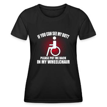Amputation Überlebende Behinderten Rollstuhlkostüm - Frauen Funktions-T-Shirt - Schwarz - Vorne - AI Model Female 172 light (172cm)