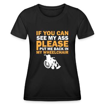 Amputation Überlebende Behinderten Rollstuhlkostüm - Frauen Funktions-T-Shirt - Schwarz - Vorne - AI Model Female 172 light (172cm)