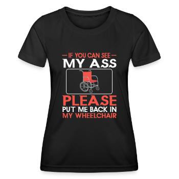 Amputation Überlebende Behinderten Rollstuhlkostüm - Frauen Funktions-T-Shirt - Schwarz - Vorne - AI Model Female 172 light (172cm)