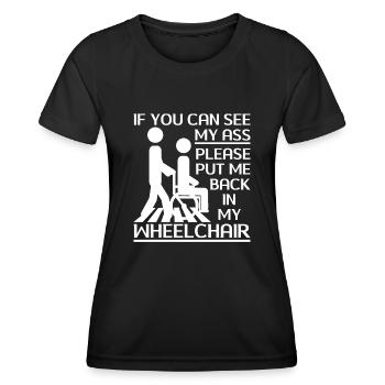 Amputation Überlebende Behinderten Rollstuhlkostüm - Frauen Funktions-T-Shirt - Schwarz - Vorne - AI Model Female 172 light (172cm)