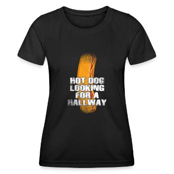 Hot-dog à la recherche d’un couloir - T-shirt sport Femme - noir - Devant - AI Model Female 172 light (172cm)