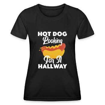 Hot Dog auf der Suche nach einem Flur - Frauen Funktions-T-Shirt - Schwarz - Vorne - AI Model Female 172 light (172cm)