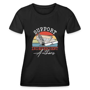 Bibliophiler Autor Blogger Journalistisches - Frauen Funktions-T-Shirt - Schwarz - Vorne - AI Model Female 172 light (172cm)