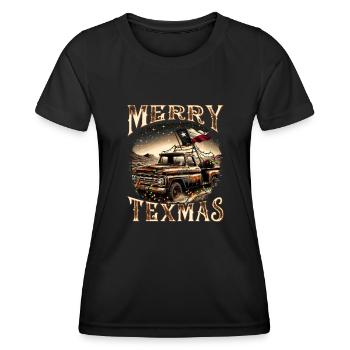 Merry Texmas – Pick-up-truck - Frauen Funktions-T-Shirt - Schwarz - Vorne - AI Model Female 172 light (172cm)