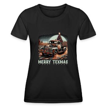 Merry Texmas – Pick-up-truck - Frauen Funktions-T-Shirt - Schwarz - Vorne - AI Model Female 172 light (172cm)