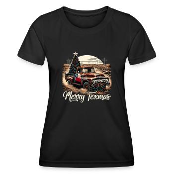 Merry Texmas – Pick-up-truck - Frauen Funktions-T-Shirt - Schwarz - Vorne - AI Model Female 172 light (172cm)
