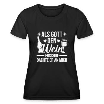 Als Gott Den Wein Erschuf Dachte Er An Mich - Frauen Funktions-T-Shirt - Schwarz - Vorne - AI Model Female 172 light (172cm)