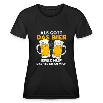 Als Gott Bier Erschuf Dachte Er An Mich - Frauen Funktions-T-Shirt - Schwarz - Vorne - AI Model Female 172 light (172cm)