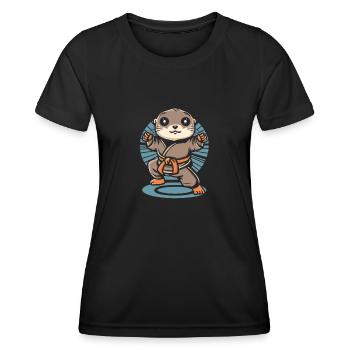 Karate Otter - Frauen Funktions-T-Shirt - Schwarz - Vorne - AI Model Female 172 light (172cm)