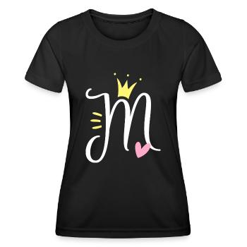 Buchstabe M Anfangsbuchstabe Krone - Frauen Funktions-T-Shirt - Schwarz - Vorne - AI Model Female 172 light (172cm)