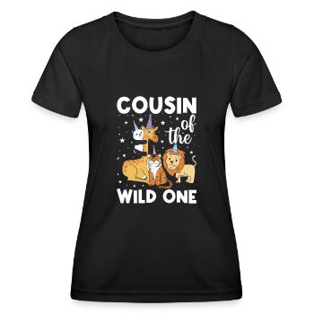 Cousin Des Wilden Zoo Geburtstag Safari Dschungel - Frauen Funktions-T-Shirt - Schwarz - Vorne - AI Model Female 172 light (172cm)