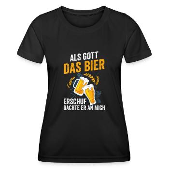 Als Gott Bier Erschuf Dachte Er An Mich - Frauen Funktions-T-Shirt - Schwarz - Vorne - AI Model Female 172 light (172cm)