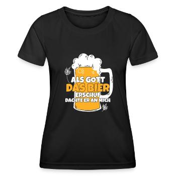 Als Gott Bier Erschuf Dachte Er An Mich - Frauen Funktions-T-Shirt - Schwarz - Vorne - AI Model Female 172 light (172cm)