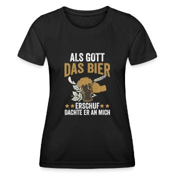 Als Gott Bier Erschuf Dachte Er An Mich - Frauen Funktions-T-Shirt - Schwarz - Vorne - AI Model Female 172 light (172cm)