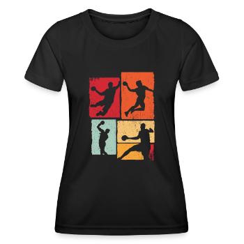Handball Sport Coach Tournoi Ballon Vintage Handball - T-shirt sport Femme - noir - Devant - AI Model Female 172 light (172cm)