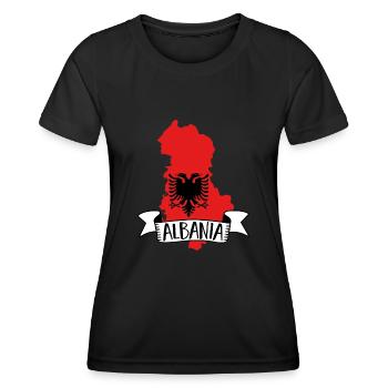 Albanische Flagge Albanischer Adler Shqiponja - Frauen Funktions-T-Shirt - Schwarz - Vorne - AI Model Female 172 light (172cm)