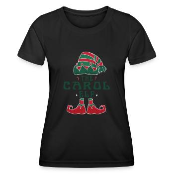 Carol Elf Personalisierter Name Weihnachtsfamilie - Frauen Funktions-T-Shirt - Schwarz - Vorne - AI Model Female 172 light (172cm)
