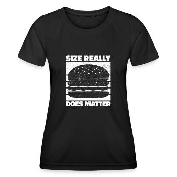 Size Really Does Matter - Burger Humor Gift - Women's Functional T-Shirt - black - Front - AI Model Female 172 light (172cm)