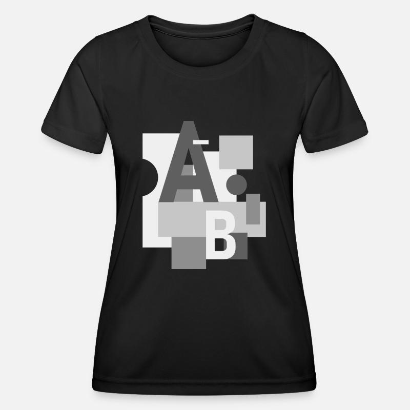 Abstract image with letters A and B - Women's Functional T-Shirt - black