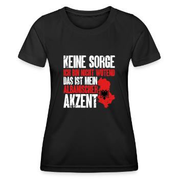 Albanische Flagge Albanischer Adler Shqiponja - Frauen Funktions-T-Shirt - Schwarz - Vorne - AI Model Female 172 light (172cm)