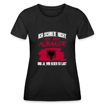 Albanische Flagge Albanischer Adler Shqiponja - Frauen Funktions-T-Shirt - Schwarz - Vorne - AI Model Female 172 light (172cm)