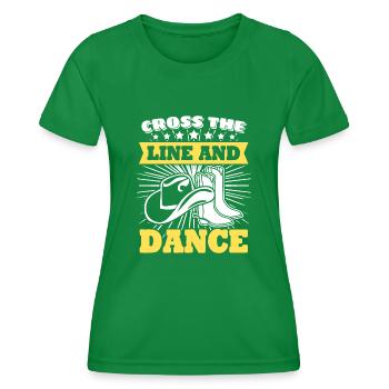 Line Dance Country Music - Women's Functional T-Shirt - kelly green - Front - AI Model Female 172 dark (172cm)