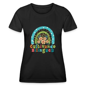 Cultivando Bilingües Spanischlehrer Bekleidung - Frauen Funktions-T-Shirt - Schwarz - Vorne - AI Model Female 172 light (172cm)