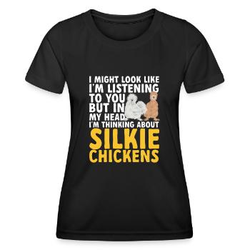 Seidenhuhn Silkie Chicken - Women's Functional T-Shirt - black - Front - AI Model Female 172 light (172cm)