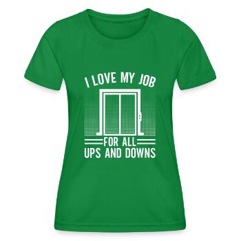 Funny Elevator Mechanic I Love My Job For All Ups - Women's Functional T-Shirt - kelly green - Front - AI Model Female 172 dark (172cm)
