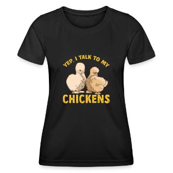 Seidenhuhn Poulet soyeux - T-shirt sport Femme - noir - Devant - AI Model Female 172 light (172cm)