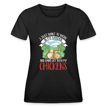Seidenhuhn Poulet soyeux - T-shirt sport Femme - noir - Devant - AI Model Female 172 light (172cm)