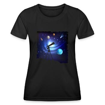 Space Photography Stargazing Telescope Astronomy - Women's Functional T-Shirt - black - Front - AI Model Female 172 light (172cm)