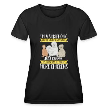 Seidenhuhn Poulet soyeux - T-shirt sport Femme - noir - Devant - AI Model Female 172 light (172cm)
