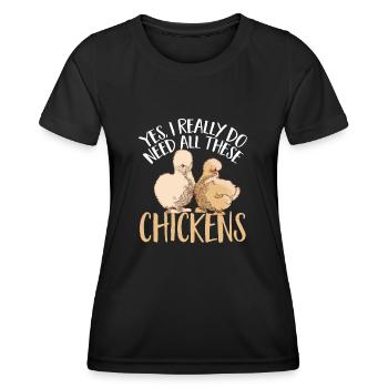 Seidenhuhn Poulet soyeux - T-shirt sport Femme - noir - Devant - AI Model Female 172 light (172cm)