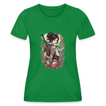 Japanische Samurai-Ninja-Frau - Frauen Funktions-T-Shirt - Kelly Green - Vorne - AI Model Female 172 dark (172cm)