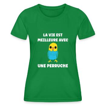 Oiseaux perruches humour petite perruche - T-shirt sport Femme - vert - Devant - AI Model Female 172 dark (172cm)