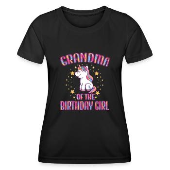 Grandma Of the Birthday Girl Unicorn Family Party - Women's Functional T-Shirt - black - Front - AI Model Female 172 light (172cm)