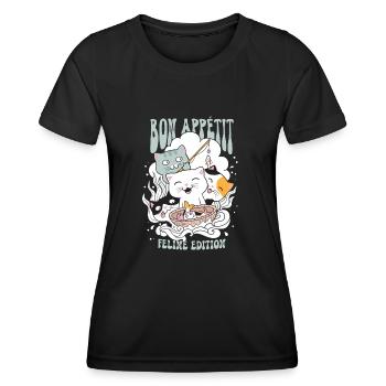Bon Appetit feline edition - Frauen Funktions-T-Shirt - Schwarz - Vorne - AI Model Female 172 light (172cm)