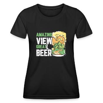 Amazing view great beer - Women's Functional T-Shirt - black - Front - AI Model Female 172 light (172cm)