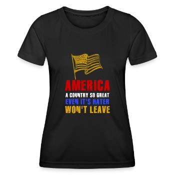L’Amérique Un pays si grand Patriotique américain - T-shirt sport Femme - noir - Devant - AI Model Female 172 light (172cm)