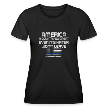 L’Amérique Un pays si grand Patriotique américain - T-shirt sport Femme - noir - Devant - AI Model Female 172 light (172cm)