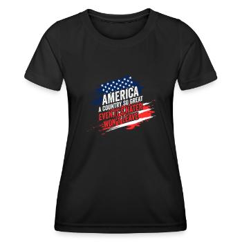 L’Amérique Un pays si grand Patriotique américain - T-shirt sport Femme - noir - Devant - AI Model Female 172 light (172cm)