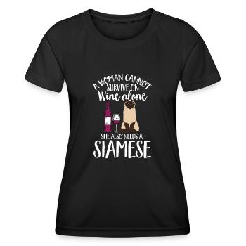 Siamkatze - Frauen Funktions-T-Shirt - Schwarz - Vorne - AI Model Female 172 light (172cm)