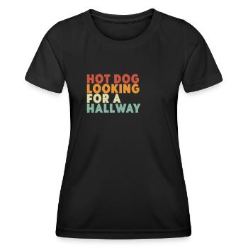Hot Dog Looking For A Hallway - Women's Functional T-Shirt - black - Front - AI Model Female 172 light (172cm)