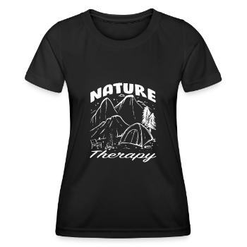 Dicton de feu de camp de camping - T-shirt sport Femme - noir - Devant - AI Model Female 172 light (172cm)
