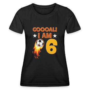 6. Geburtstag Fußball Geburtstagsfeier 6 Jahre alt - Frauen Funktions-T-Shirt - Schwarz - Vorne - AI Model Female 172 light (172cm)