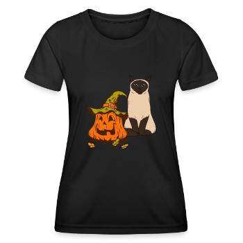 Siamkatze - Frauen Funktions-T-Shirt - Schwarz - Vorne - AI Model Female 172 light (172cm)