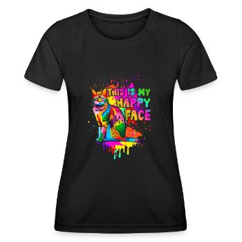 C’est mon visage heureux - T-shirt sport Femme - noir - Devant - AI Model Female 172 light (172cm)